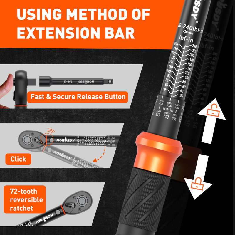 1/4" Torque Wrench Snap Socket Professional Drive Click Ratcheting Reversible gallery