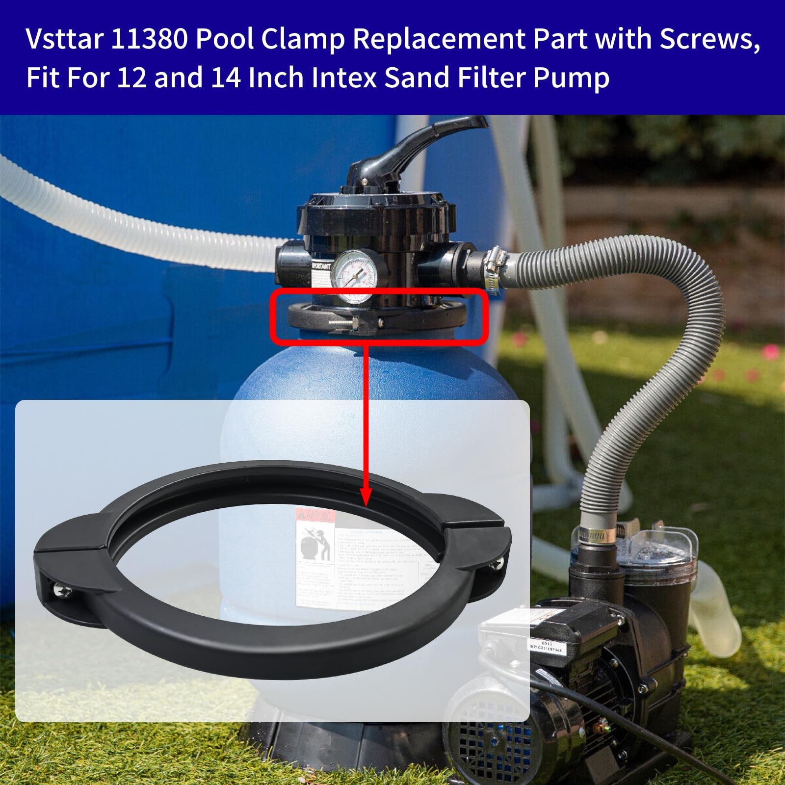 Sand Filter Valve Clamp with Screws with Intex 16"(DN) Sand Filter Tank Clamp... gallery