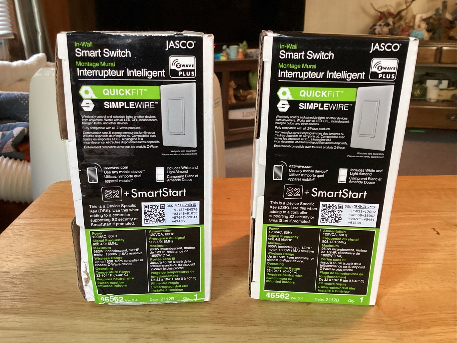JASCO 46562 Smart Switch Z-Wave Plus QuickFit In-Wall Lot Of 2 FREE SHIP gallery