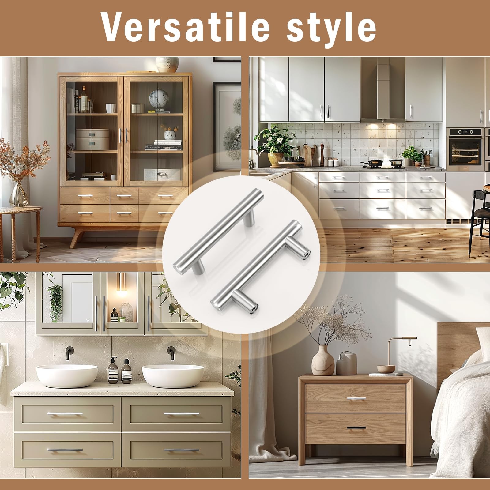 30 Pack Brushed Nickel Pulls 3 Inch Hole Center Drawer & Cabinet Handles gallery