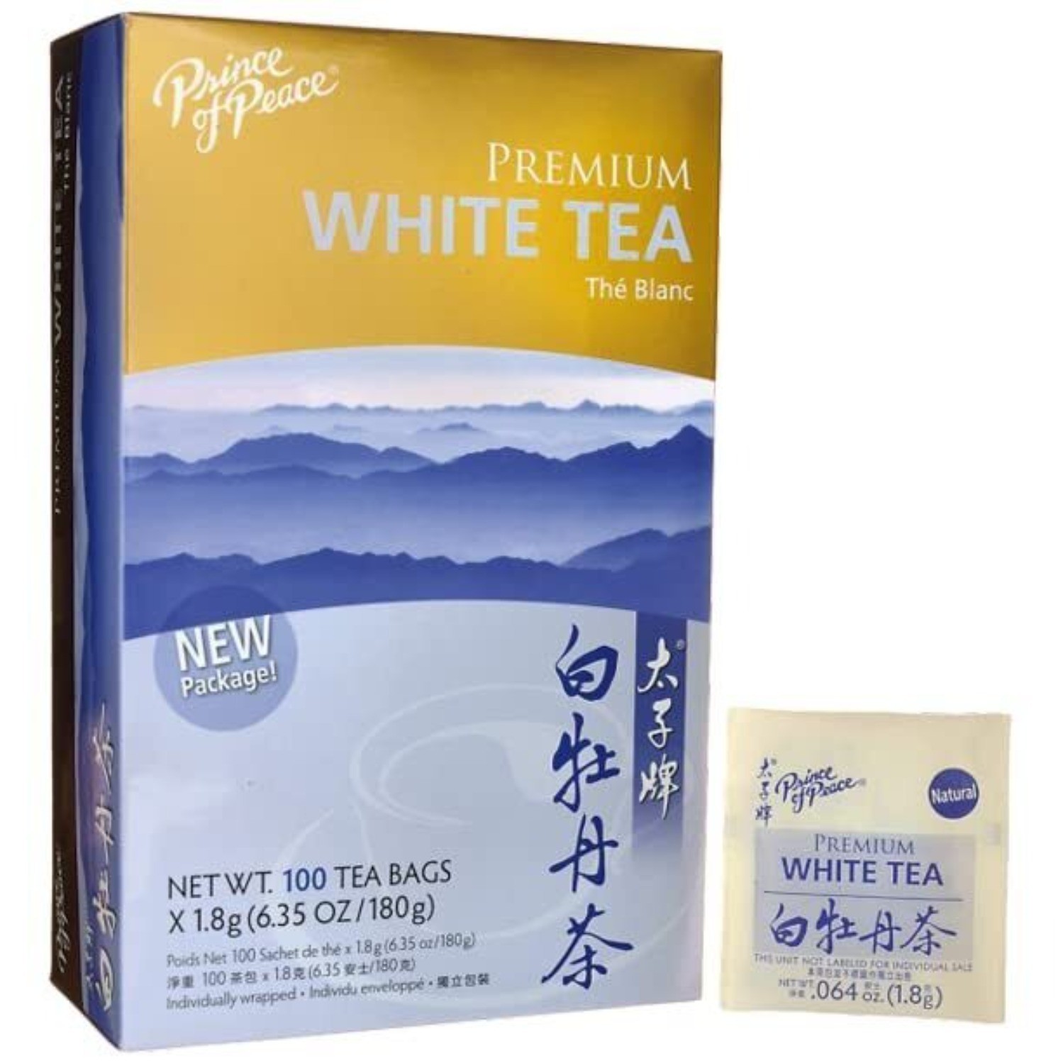 Premium White Tea, 100 Tea Bags Each Box -Prince of Peace gallery