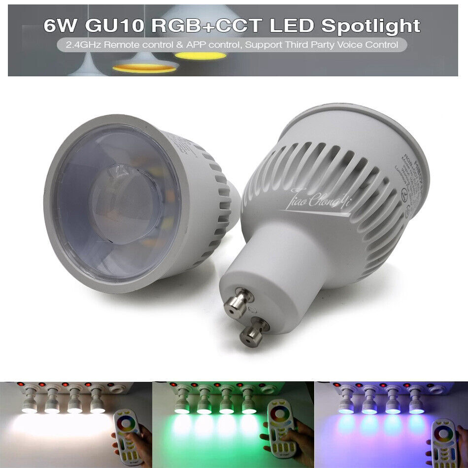 GU10 6W RGB+CCT LED Spotlight Multi Color+White Dimmable Bulb Mibox 85-265V gallery