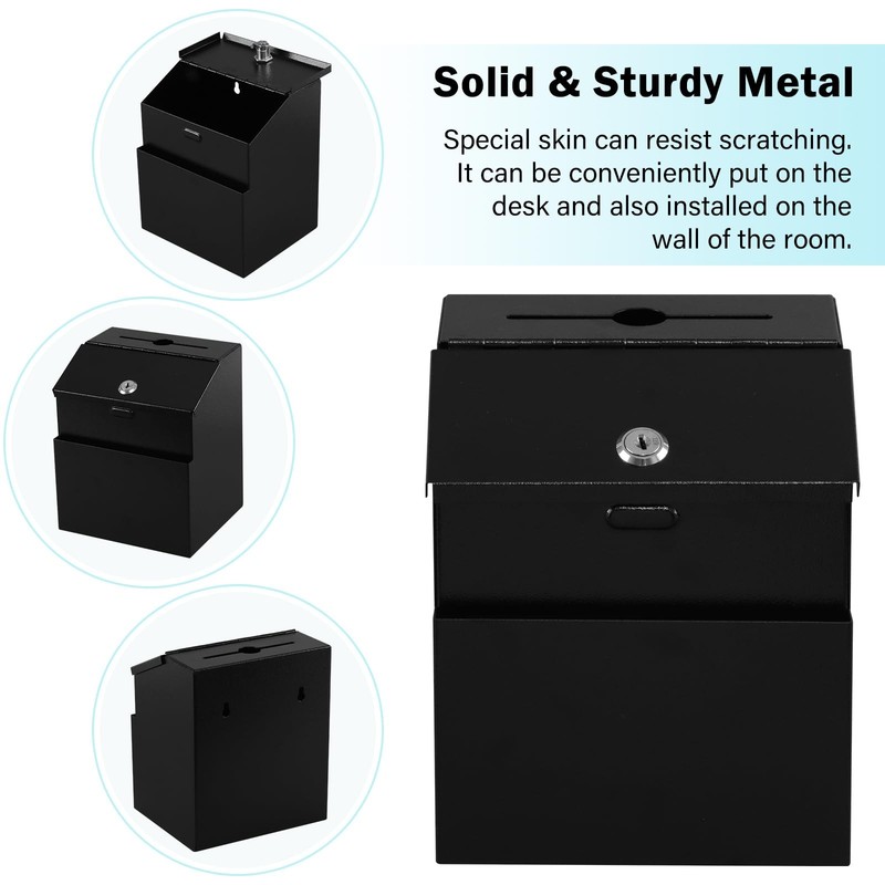 Suggestion Box with Lock Wall Mountable Metal Donation/Ballot/Voting/Collecti... gallery