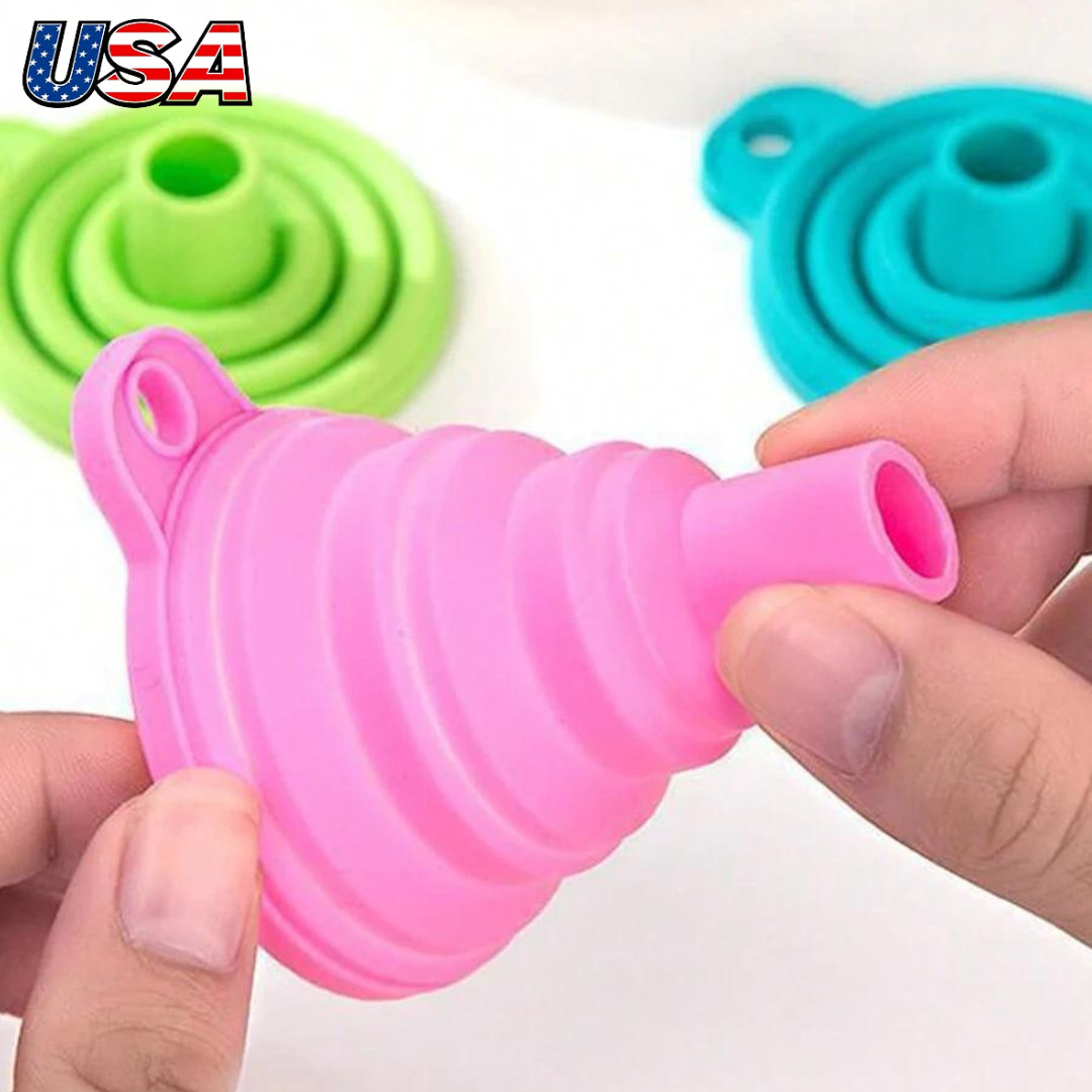 2pcs Kitchen Collapsible Funnels Set Foldable Food Graded Small Silicone Funnels gallery