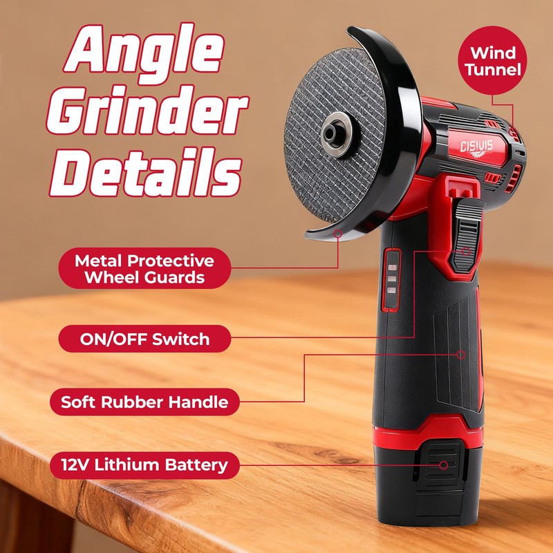 3 Inch 12V Lithium Electric Angle Grinder - Handheld Grinding Polishing Tool gallery