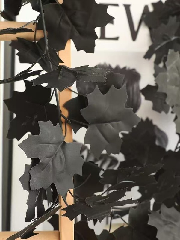 Halloween Artificial Maple Leaf Lifelike For Decorating Home/wall Black gallery