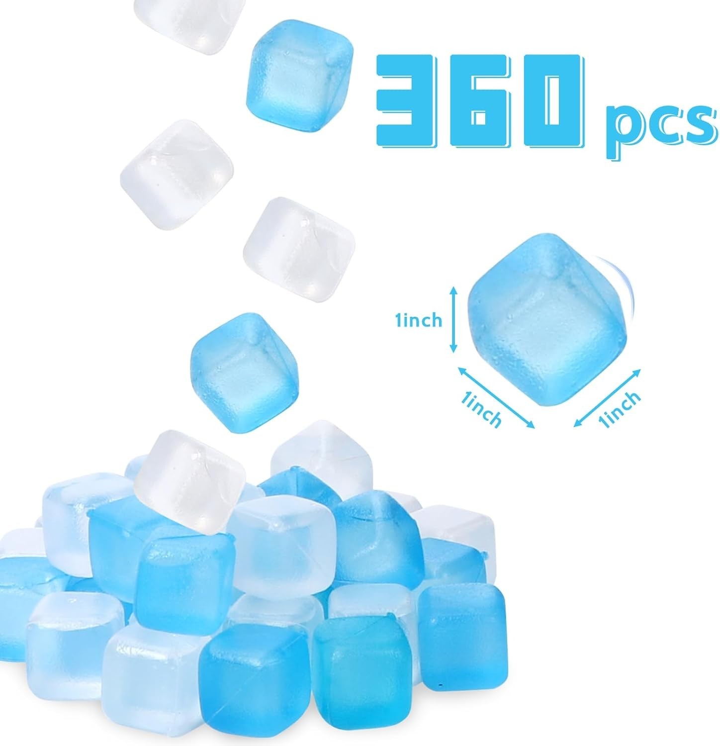 NEW 360 Pack Reusable Ice Cubes Refreezable Plastic BPA Free Drinks Party gallery