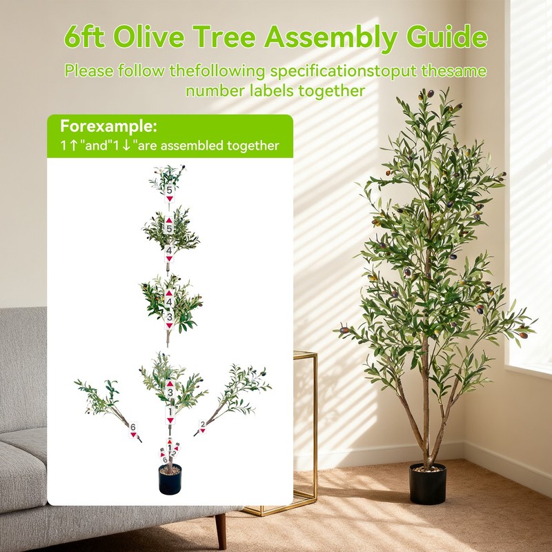 NOVAROOT 6FT Tall Olive Trees Artificial Indoor Faux Natural Wood Trunk Lifeli gallery