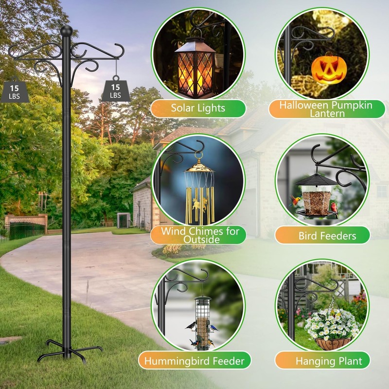 Shepherds Hooks for Outdoor, 2 Pack 76.8 in Heavy Duty Bird Feeder Pole, Thic... gallery