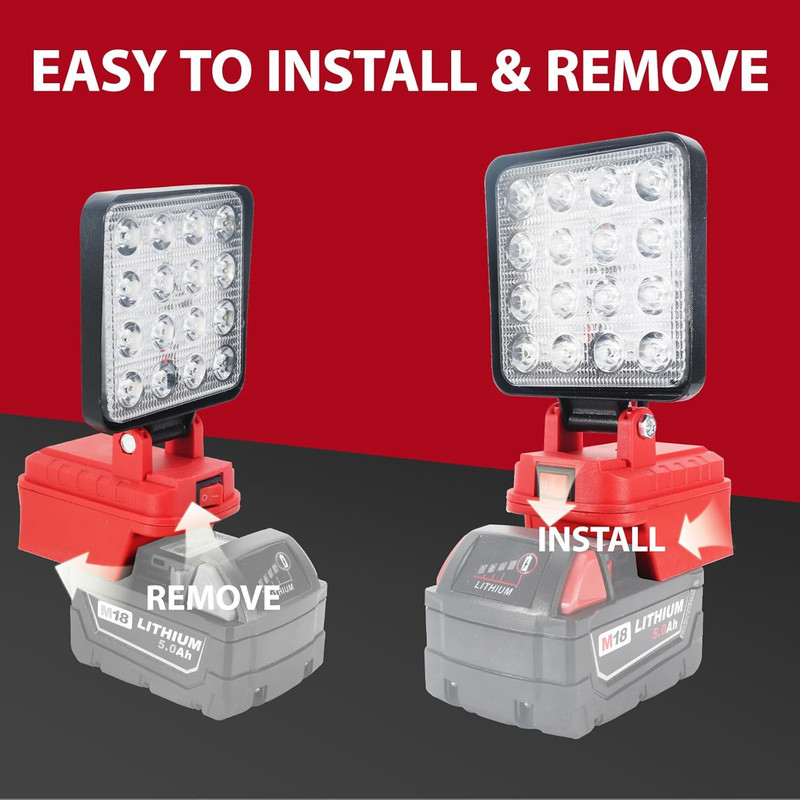 Cordless LED Work Light Compatible with Milwaukee M18 Battery, 5400 Lumens LED F gallery