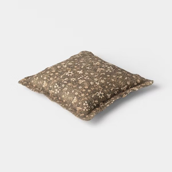 18"x18" Square Floral Printed Throw Pillow Gray/Neutral gallery