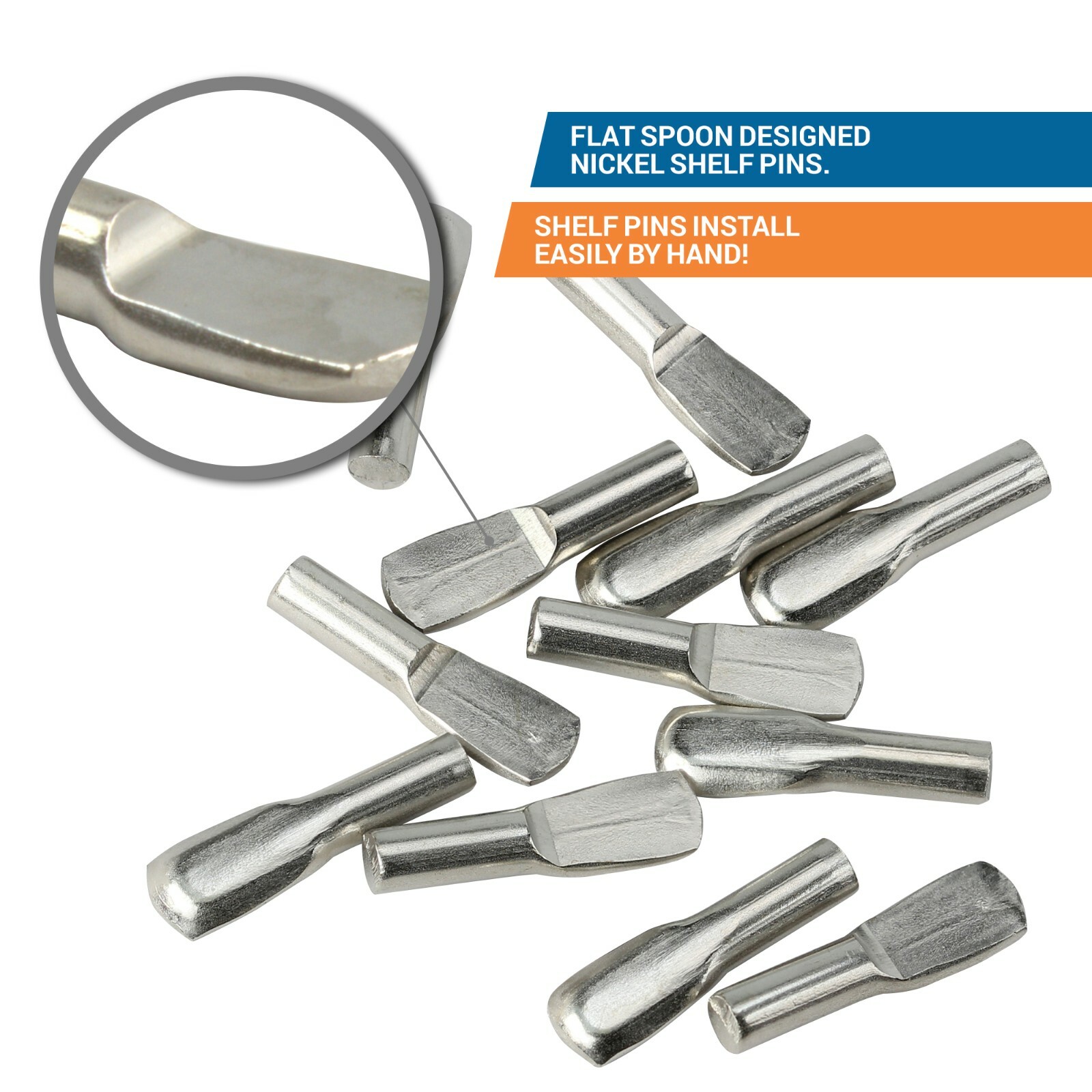 25 Pack 3MM Shelf Pin Spoon Shaped Cabinet Support Pegs Holder Metal Nickel gallery