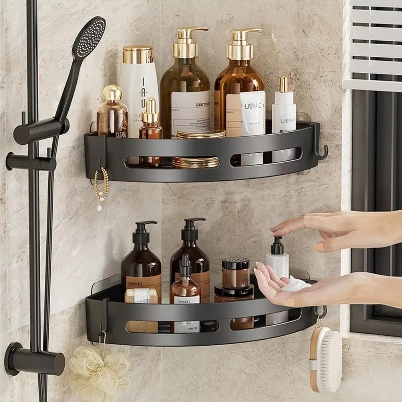 3PC Shower Caddy Bathroom Suction Shelf Storage Shampoo Soap Holder No Drill gallery