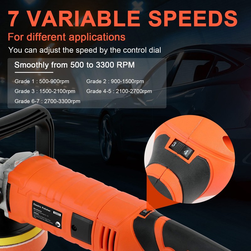 Buffing Pad Machine Kit Buffer Polishing Car Polisher Waxing Tool Set 7" 1580W gallery