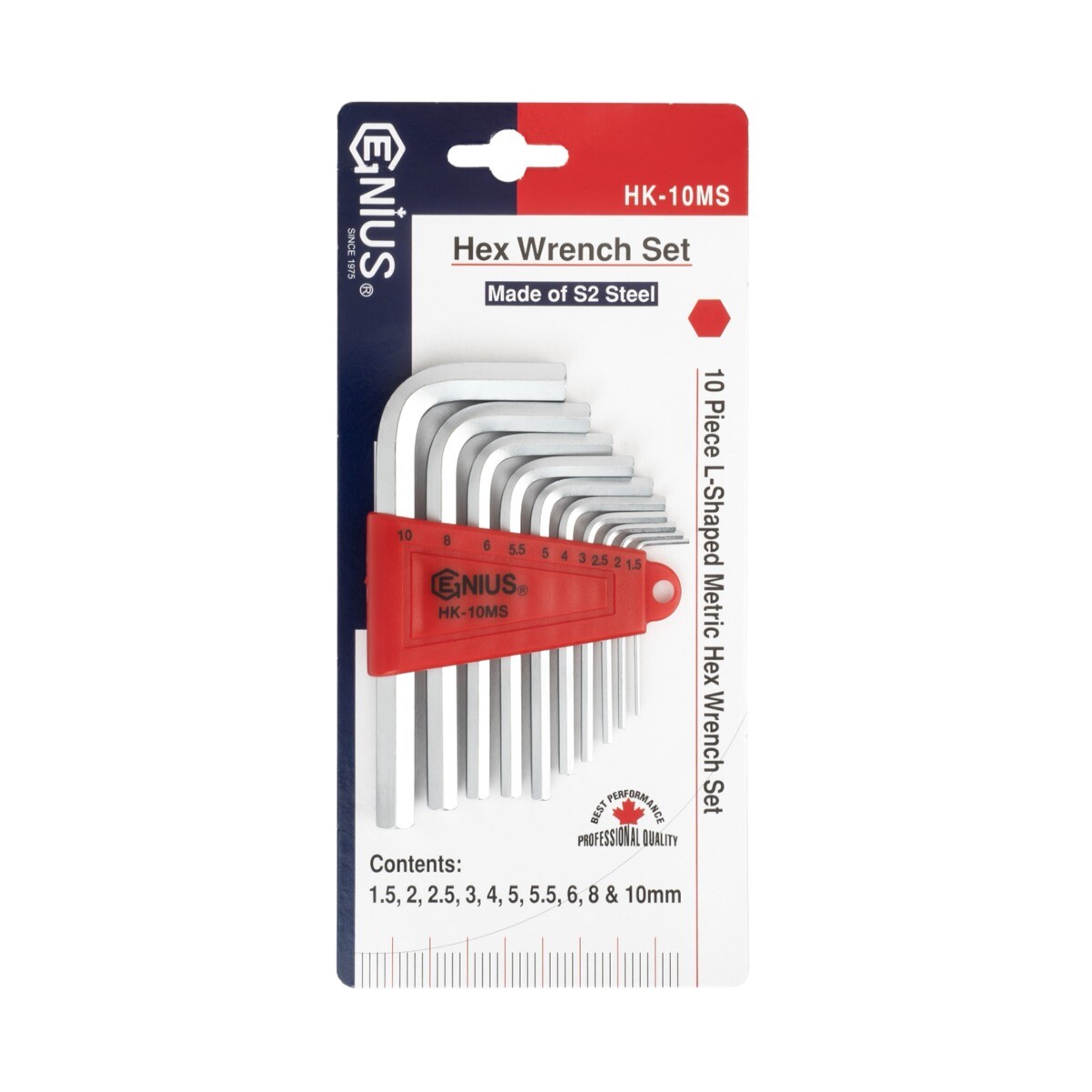 Genius Tools 10 Piece Metric Hex Wrench Set (S2 Tool Steel) - HK-10MS gallery