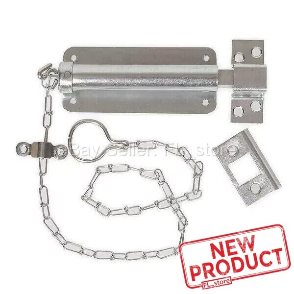 Pull Chain Bolt Latch 6" Zinc Finish Spring Loaded Barn Shed Gate Security NEW gallery