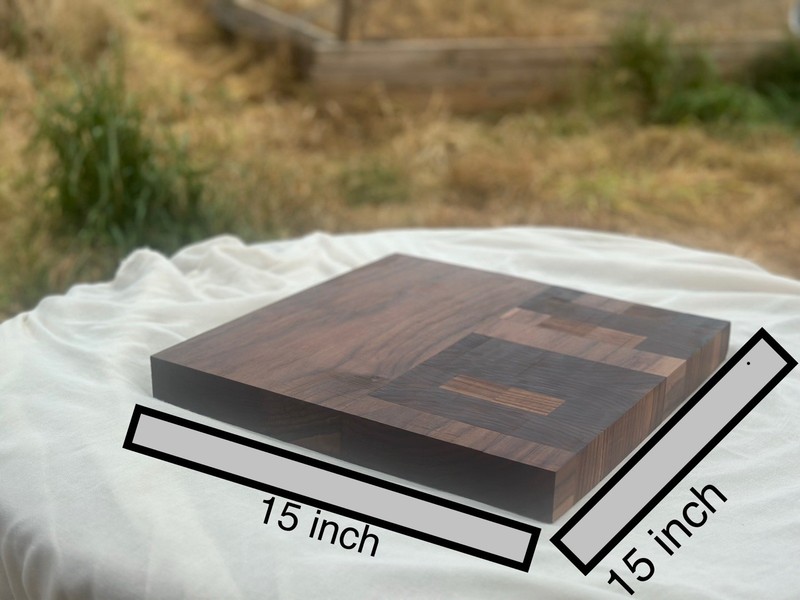 Large Square walnut Wood Cutting Board 15 x 15 x 1.5 Inch Solid Plain gallery
