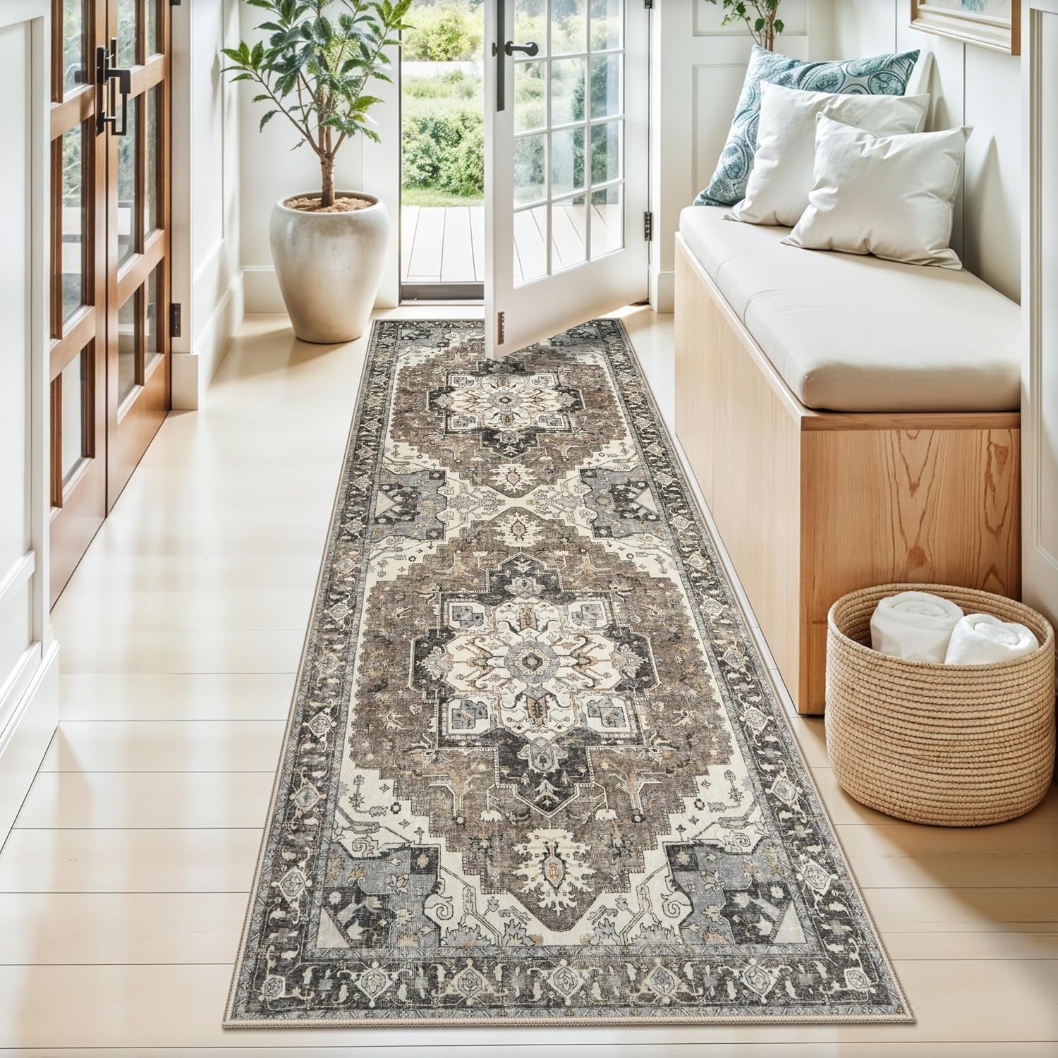 Washable Low Pile 2x6 Kitchen Runner Rug Vintage Entryway Hallway Indoor Carpet gallery