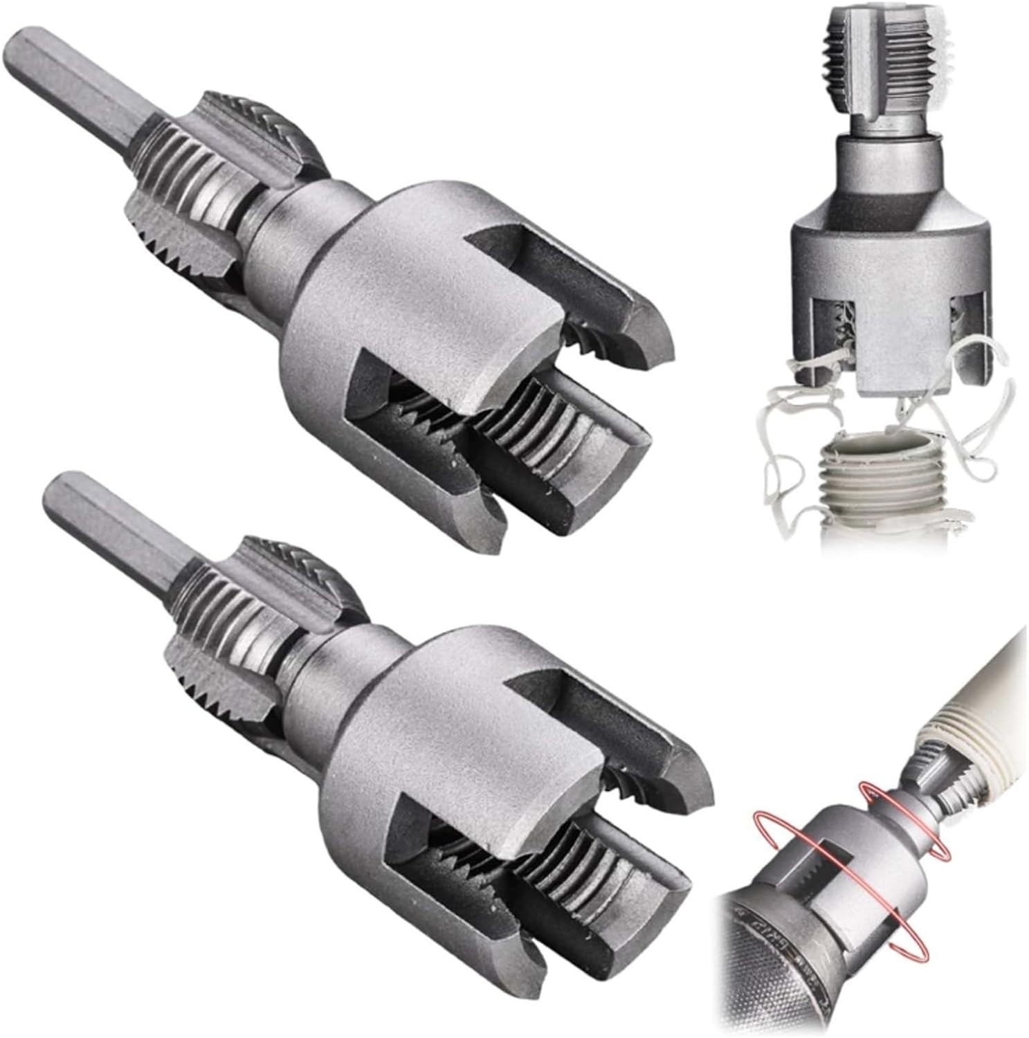 2Pcs 1/2'' 3/4'' Water Pipe Threading Tool Integrated Internal & External Pipe gallery
