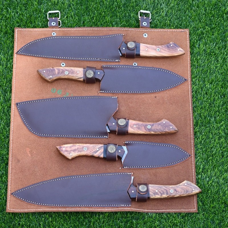 Custom Handmade CHEF KNIFE Set Kitchen Knives Cutlery Forged Damascus Steel 2803 gallery