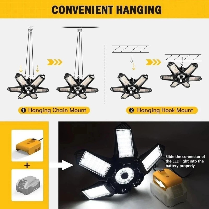 LED Work Light for DEWALT 20V Battery, 68W 6800LM Garage Flood and Ceiling Light gallery