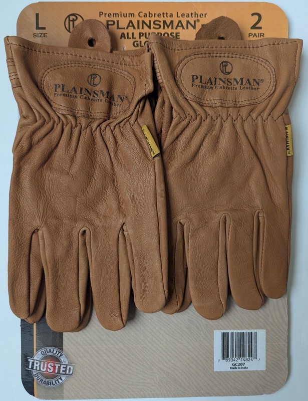 Plainsman Premium Brown Cabretta Leather Work Gloves SM, M, L OR, XL 2 PAIRS NEW gallery
