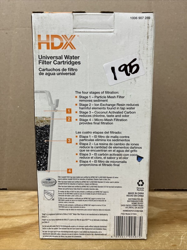 HDX Universal Replacement Water Filter Cartridges 8-Pack 1006 907 289 New In Box gallery