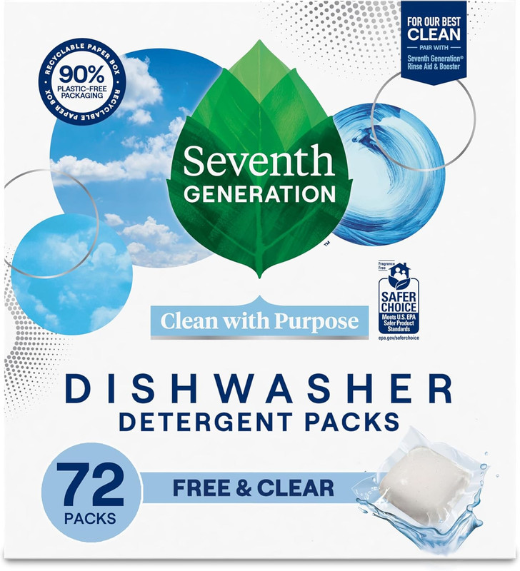 Seventh Generation Dishwasher Detergent Packs Free & Clear 72 Count Pods New gallery
