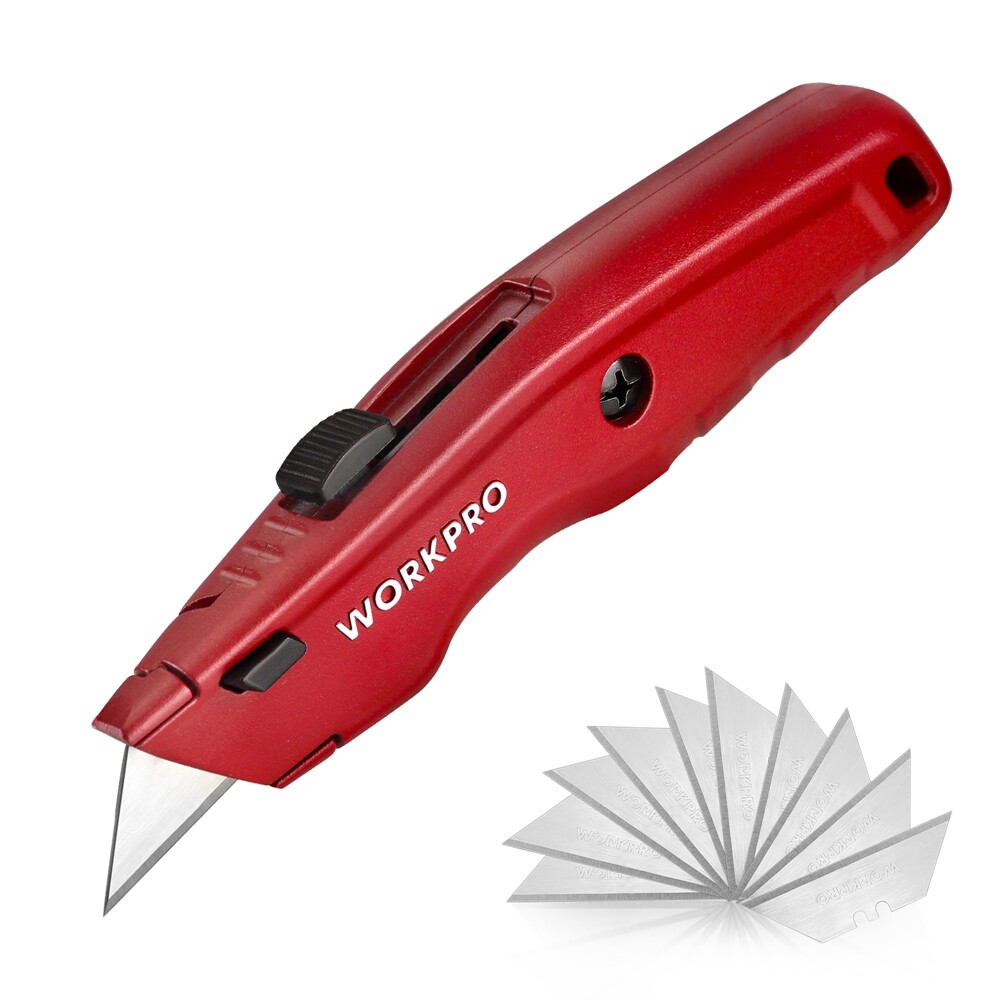 Retractable Premium Utility Knife Metal Heavy Duty Box Cutter w/10 Extra Blades gallery