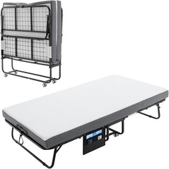 Portable Rollaway Bed with Memory Foam Mattress, Space-Saving Design, 75″x38