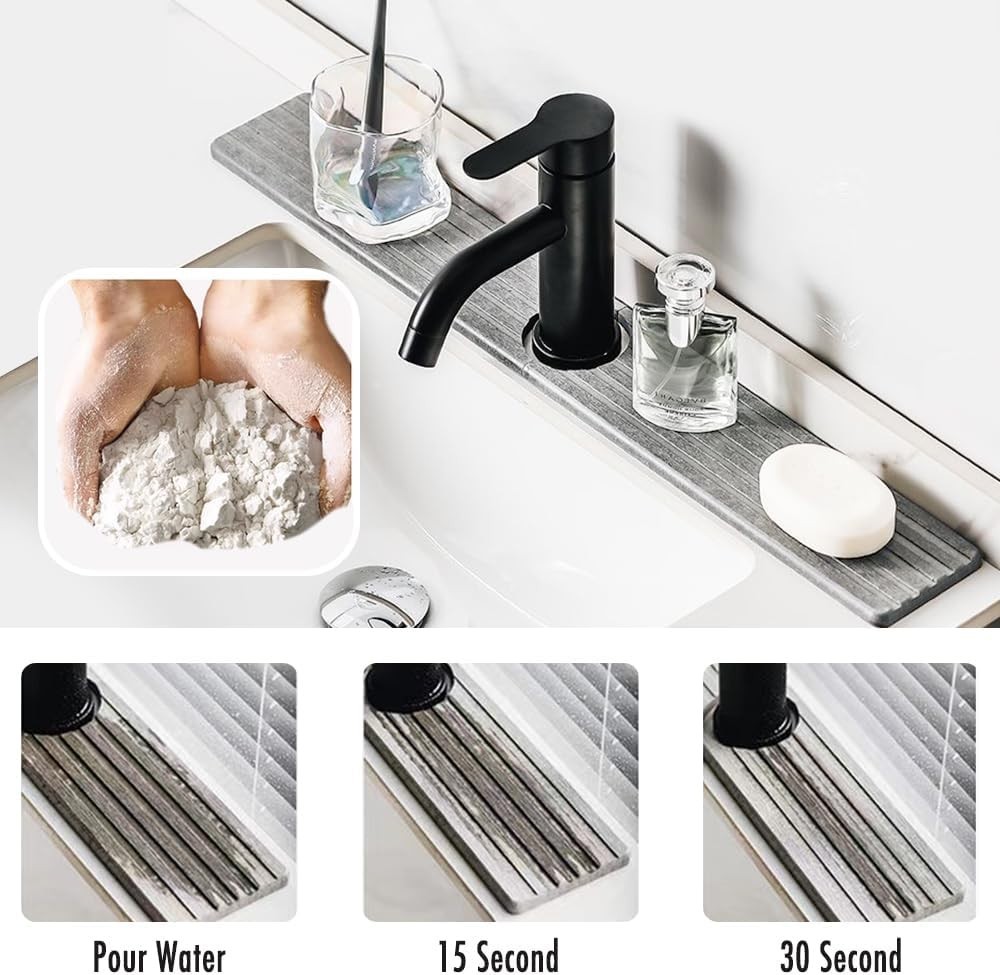 Faucet Mat for Kitchen Sink, Diatomite Absorbent,Draining, Quick Dry 17.7in gallery
