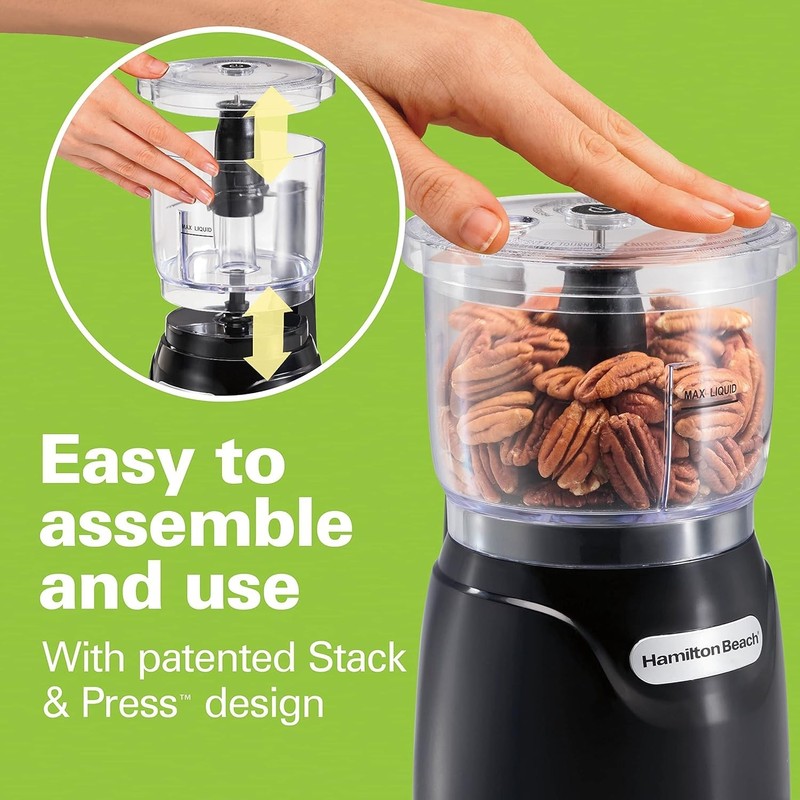 Hamilton Beach Stack & Press Electric Food Chopper & Mini Food Processor, 3-Cup, gallery
