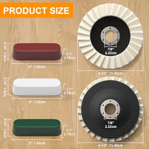 8 Pcs Wool Polishing Wheel & Compound Kit – 5 Buffing Wheels (4-1/2" x 7/8") gallery