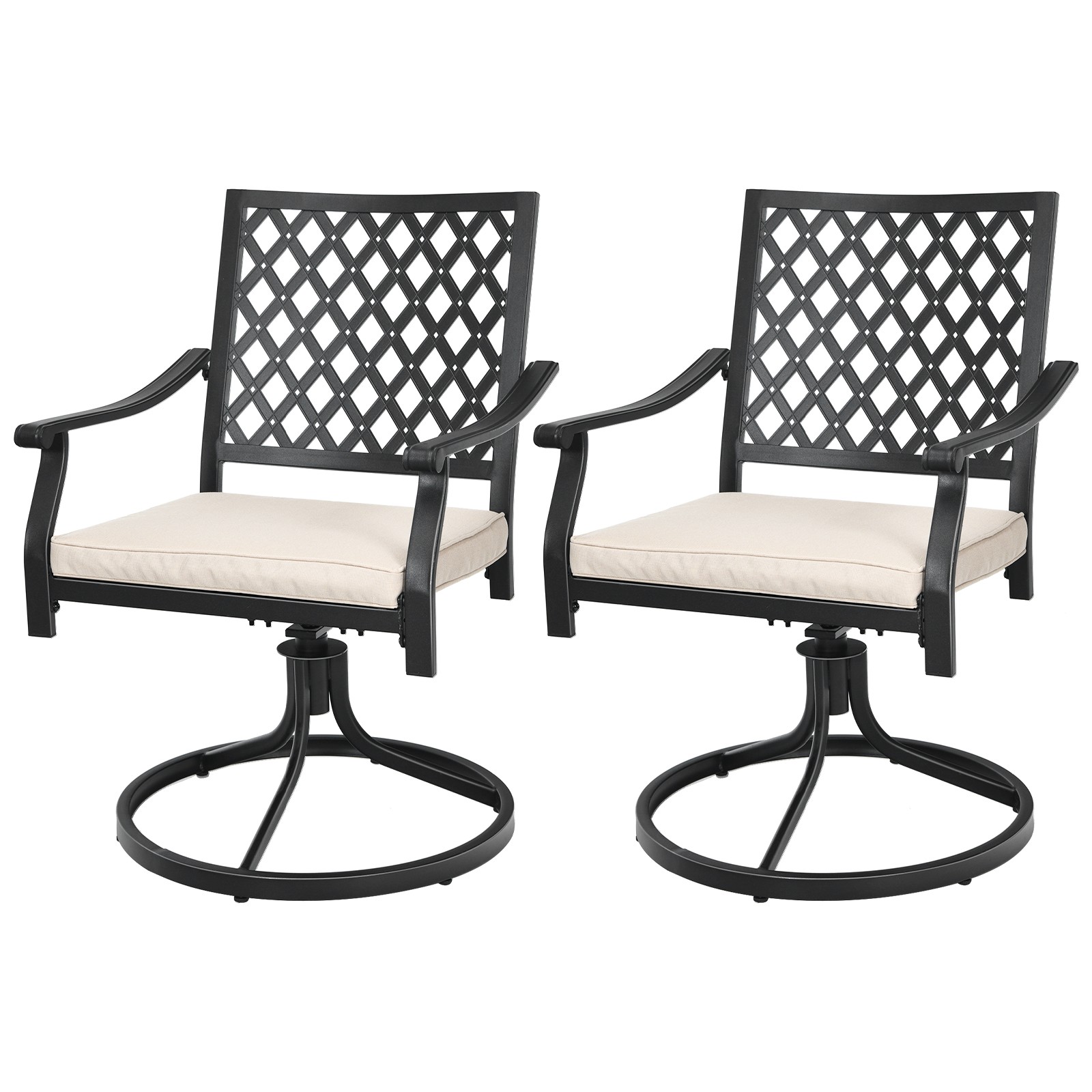 2PCS Patio 360° Swivel Dining Chairs Outdoor Lattice Rocker Cushioned w/ Armrest gallery