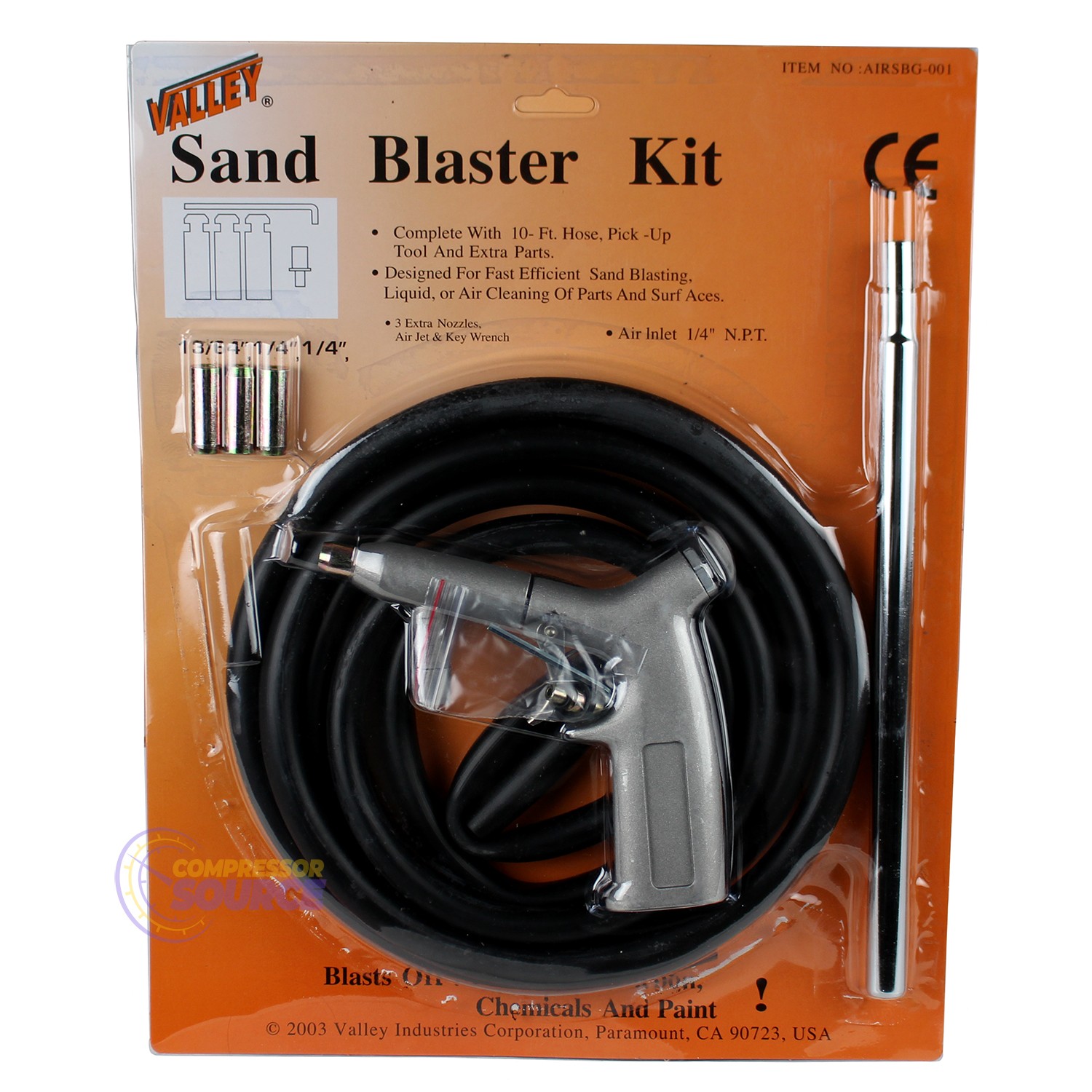 Valley Sandblasting Kit with 10 Ft Hose and Pick-Up Tool Air Inlet 1/4" NPT gallery