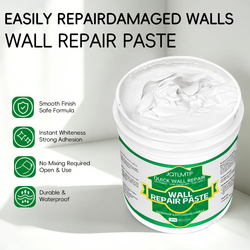 Wall Repair Paste 350g, White Drywall Spackle Wall Filler for Cracks, Holes, Den gallery