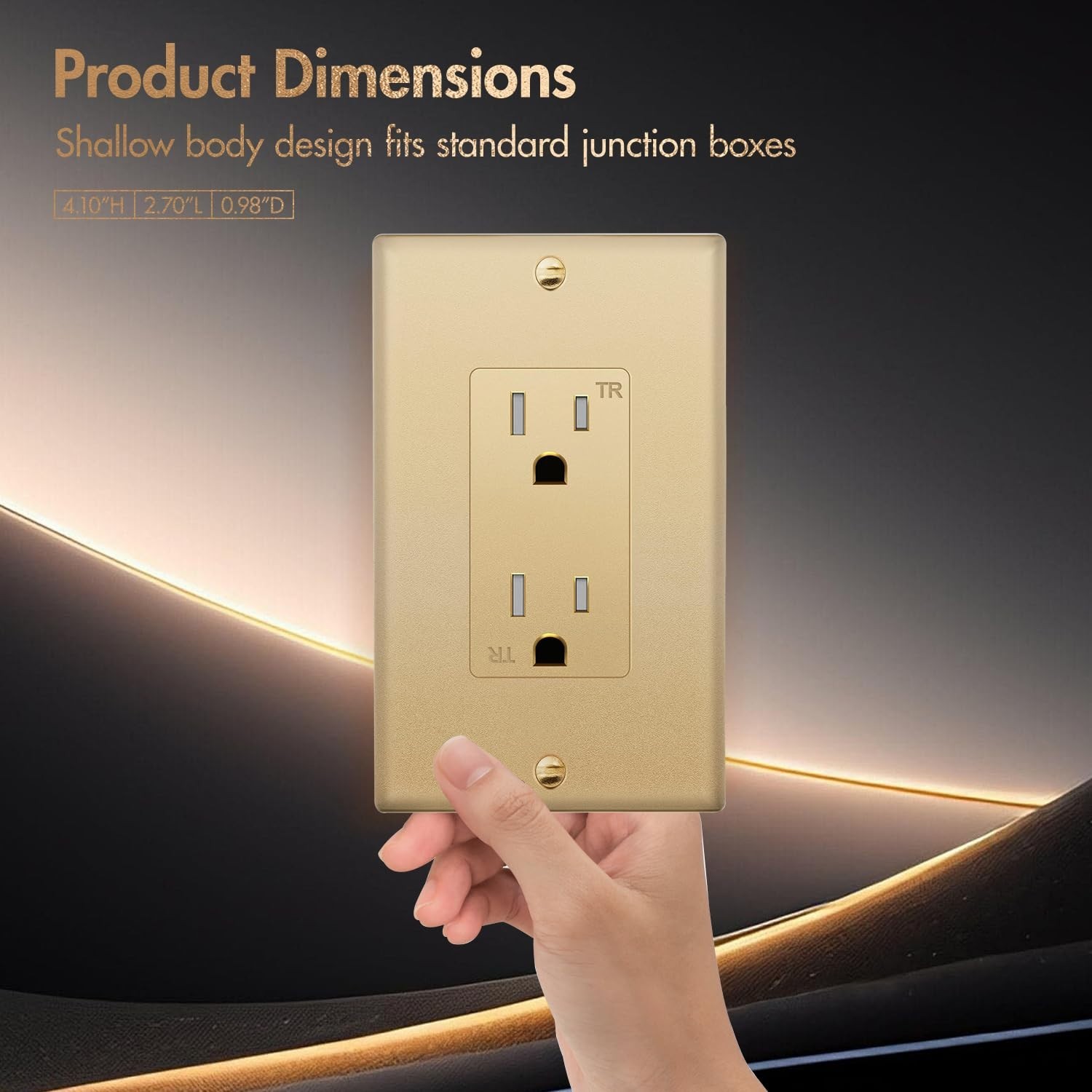 Decorator Receptacle Outlet, Tamper Resistant,15 Amp, 125 Volt,golden,UL Listed gallery