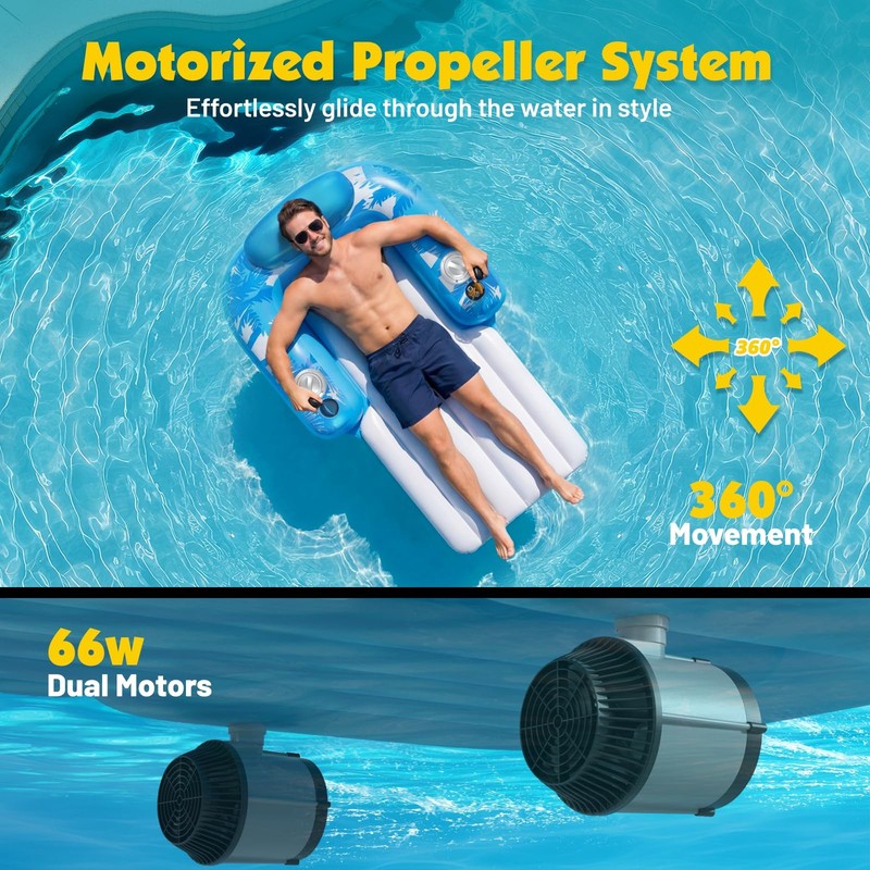 Inflatable Motorized Pool Floats for Adults - Rechargeable Pool Lounger with ... gallery