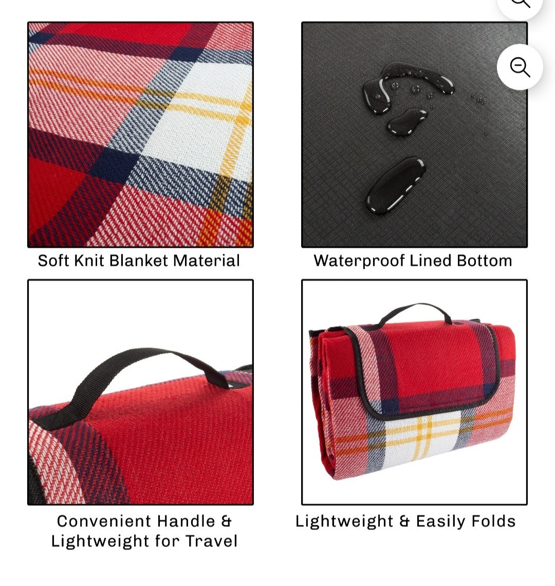 WakemanOutdoor Picnic Blanket- Oversized Beach Mat with Foam Padding-Waterproof gallery