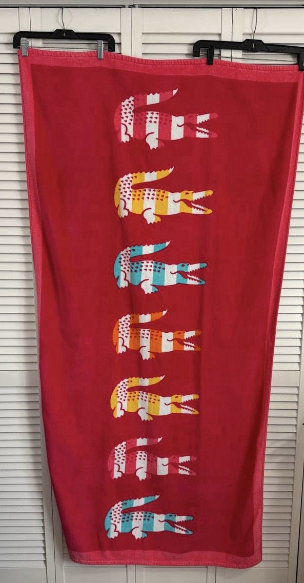 Lacoste Multi Color Beach Towel 7Crocodile Stripe Logo 34"x 68" gallery