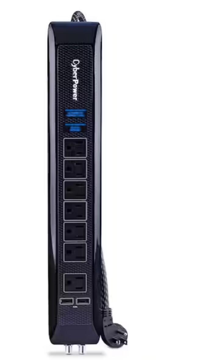 7-Outlet Surge Protector 6 Ft. Braided Cord USB gallery