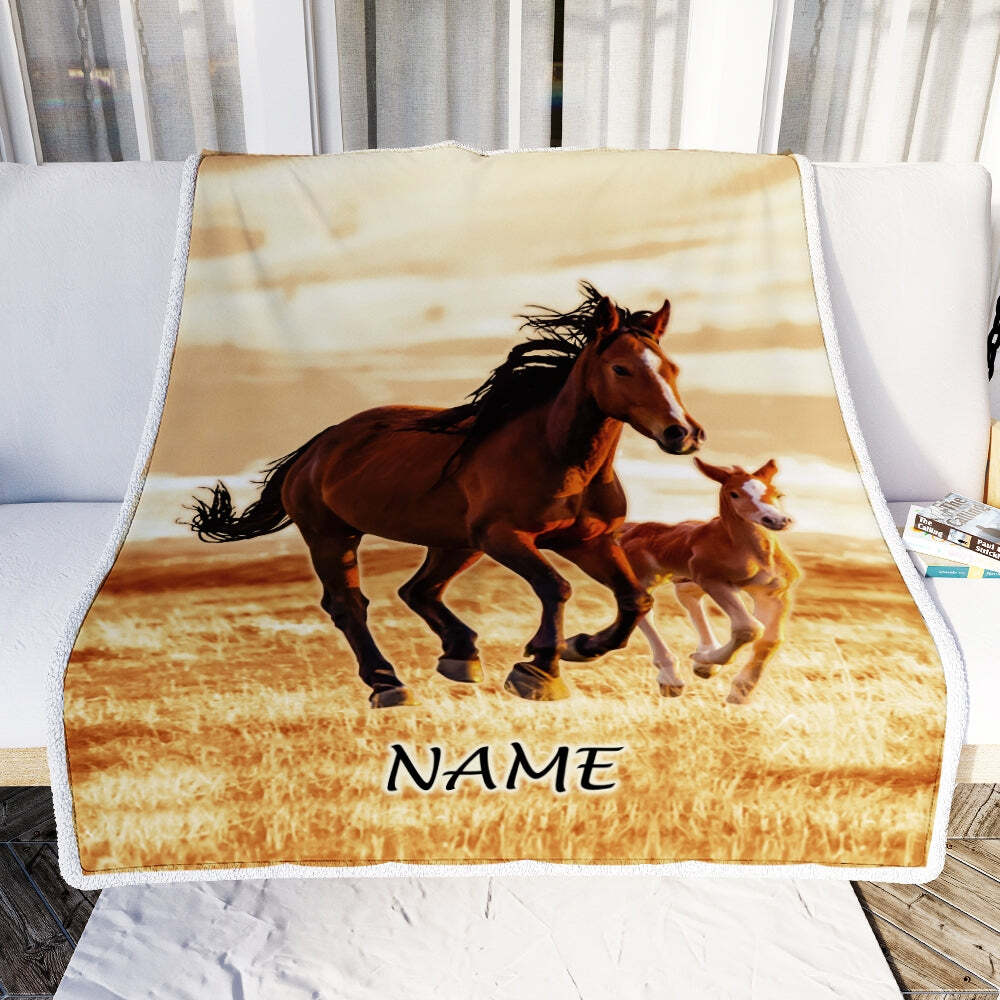 Personalized Running Horse Custom Name Birthday Christmas Customized Blanket gallery