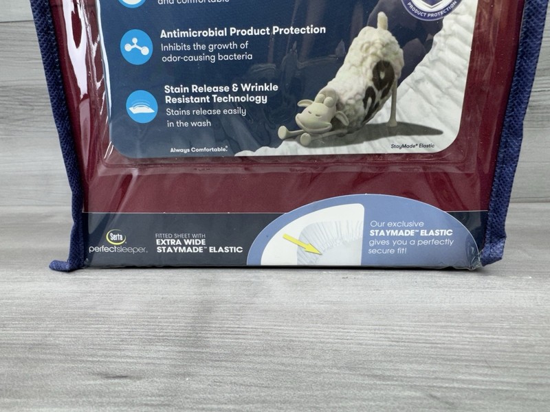 Serta Perfect Sleeper Stay Cool & Clean Twin Complete Sheet Set 3pc Maroon Red gallery