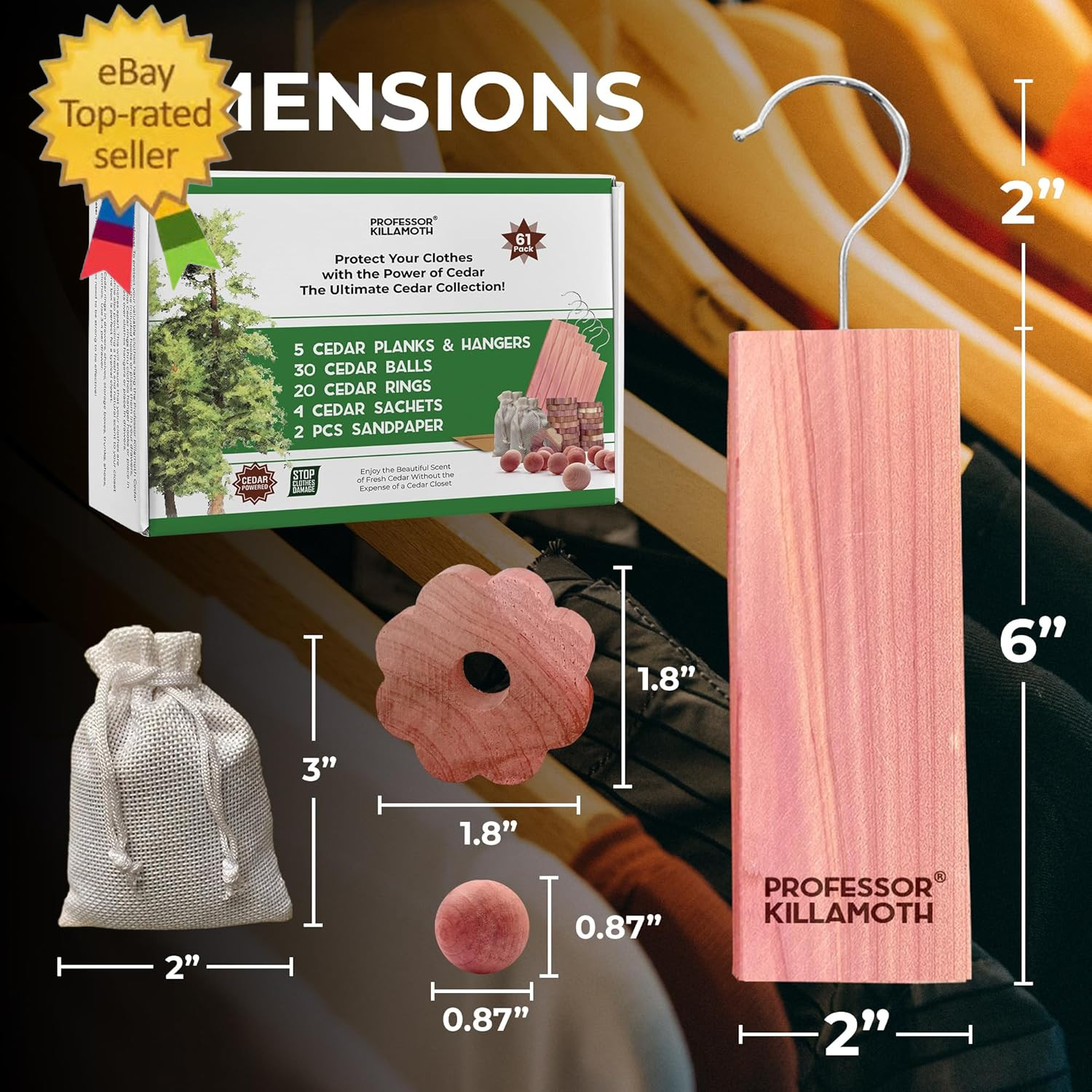 61 Pack Cedar Blocks, Sachets, Rings, Balls - Stop Clothes Damage - the Ultimate gallery