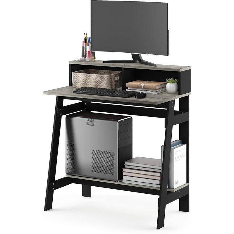 Compact A-frame Computer Desk W/ Hutch Durable Engineered Wood Functional Design gallery
