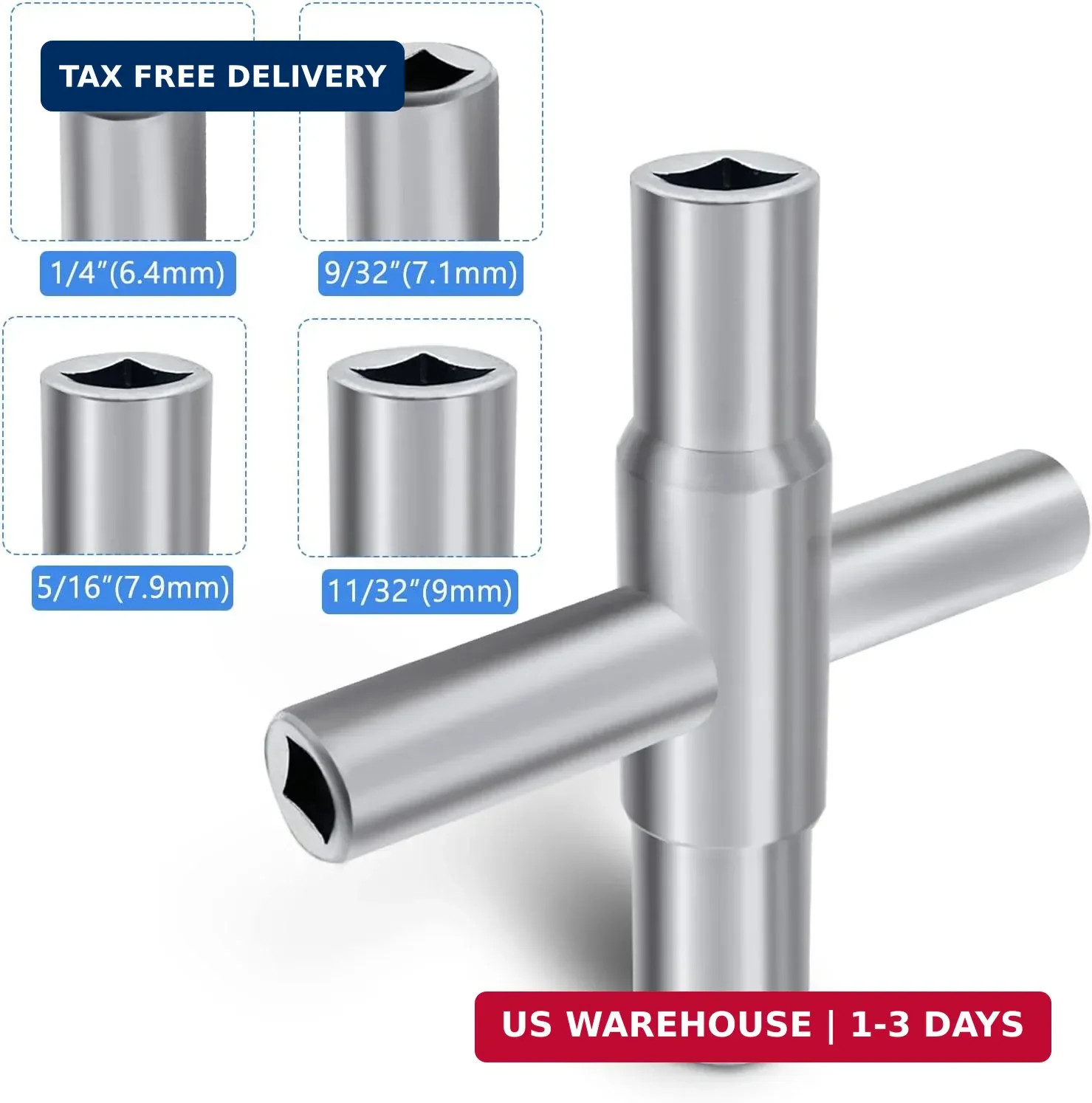 4 Way Sillcock Key Multifunctional Wrench Key Steel Cross Key Universal Opening gallery