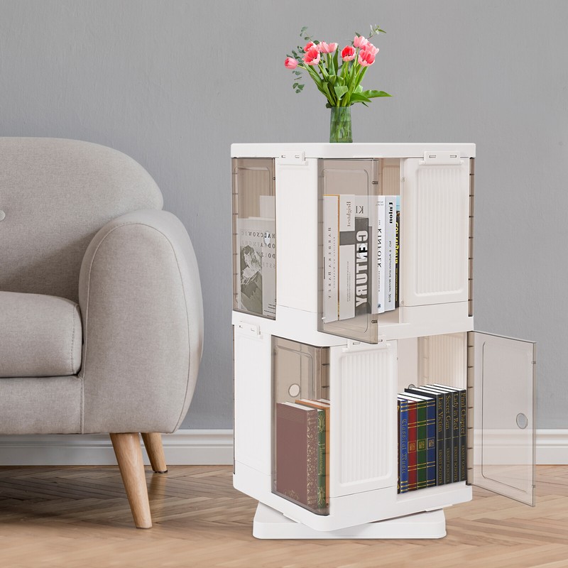 2-Tier Rotating Bookshelf, Book Storage Shelf, Floor Standing Rotating Bookcase gallery