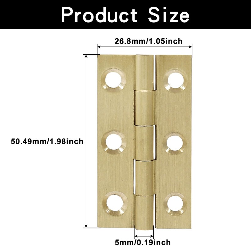 Murtenze 8 Pcs 2 Inch Mini Solid Brass Hinges,Brass Cabinet Hinges Small Box Hin gallery