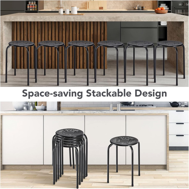6-Pack Portable Stackable Stools for Kids, Daisy Design, 17.5-Inch Black gallery