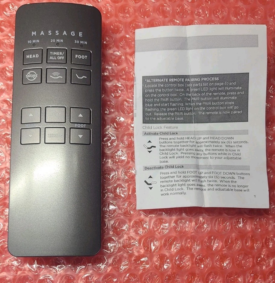 Replacement Remote for Serta Motion Perfect 2.0 Adjustable Bed 258B 75310 gallery